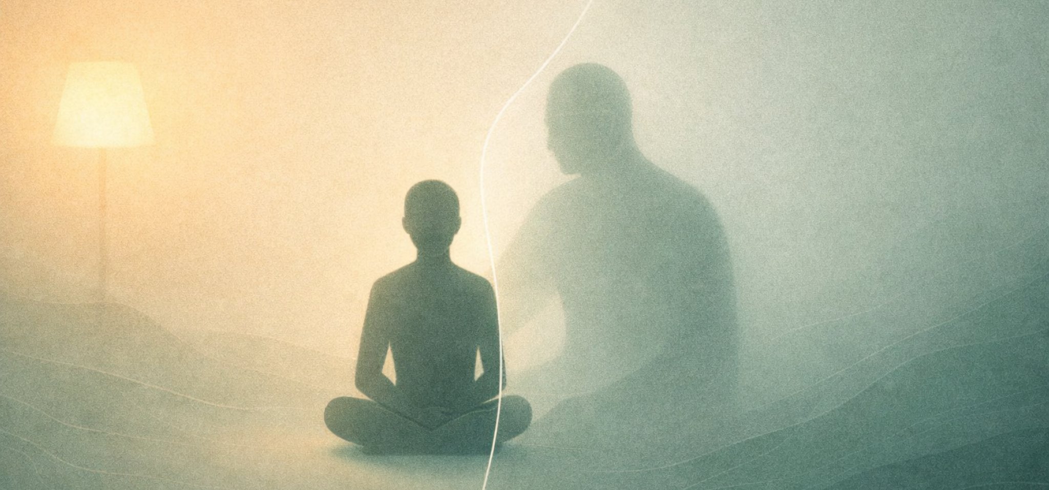 A figure looking over their shoulder — the inner critic in IFS therapy